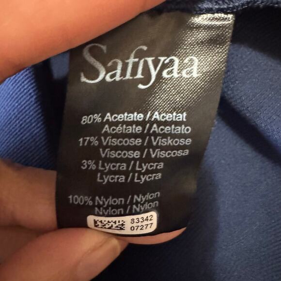 Safiyaa One Shoulder Blue Satin Gown Dress Size 4 Formal Gala Glam Elegant - Picture 10 of 10